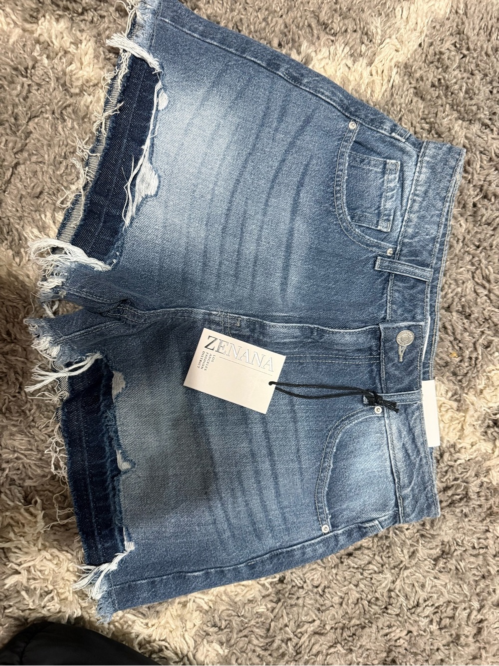 Zenana Outfitters Light Blue Distressed Denim Shorts